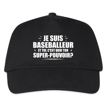 Ich bin ein Baseballspieler. Was ist deine Superkraft? - Kinder Basecap - Schwarz - Vorne