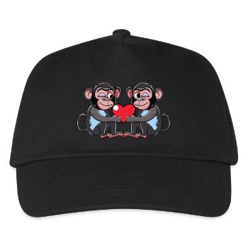 Monkey Couple Love - Kids’ Baseball Cap - black - Front