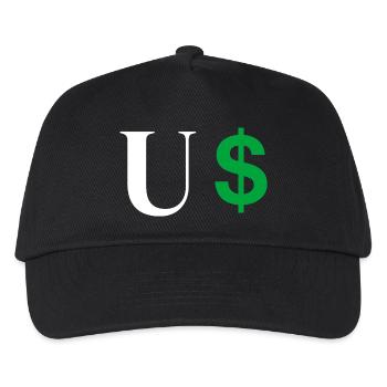 Buchstabe u Dollar - Kinder Basecap - Schwarz - Vorne
