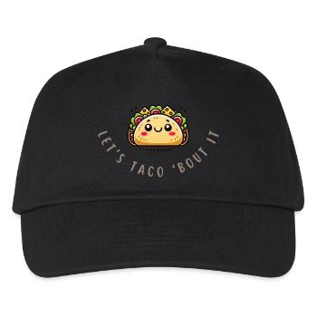 Let’s Taco ‘Bout It – Funny Taco Shirt - Kinder Basecap - Schwarz - Vorne