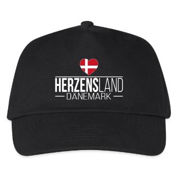 Herzensland Dänemark Skandinavien Urlaub Reise - Kinder Basecap - Schwarz - Vorne