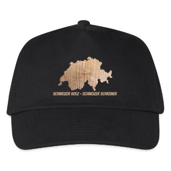 Schweizer Holz – Schweizer Schreiner | Für Handwer - Kinder Basecap - Schwarz - Vorne
