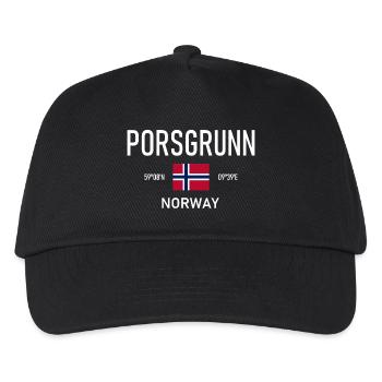 Porsgrunn - Norway - Coordinates - Flag - Kids’ Baseball Cap - black - Front