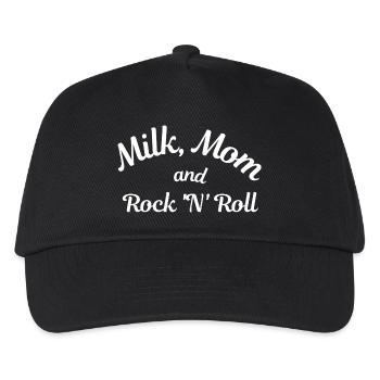 Milk, Mom and Rock 'N' Roll - Kids’ Baseball Cap - black - Front