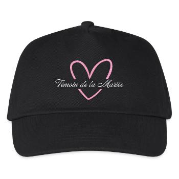 Brautzeuge Rosa Herz Glitzer - Kinder Basecap - Schwarz - Vorne