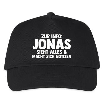 Jonas - Kinder Basecap - Schwarz - Vorne