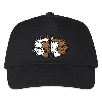 2 Chevaux Équipe Poney Poulain Couple Amoureux Amis - Casquette de baseball Enfant - noir - Devant