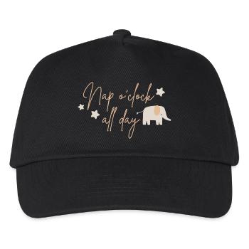 Nap o'clock all day, Elefant beige - Kinder Basecap - Schwarz - Vorne