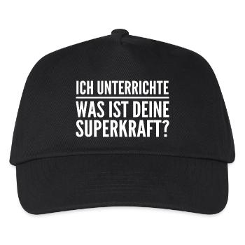 Ich unterrichte – was ist deine Superkraft? - Kinder Basecap - Schwarz - Vorne