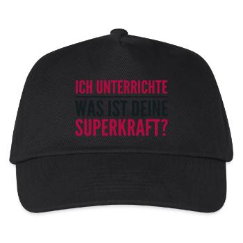 Ich unterrichte – was ist deine Superkraft? - Kinder Basecap - Schwarz - Vorne