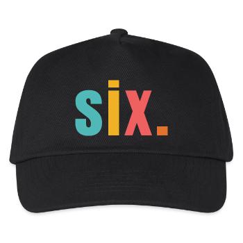 Six sech Jahre 6. Geburtstag Text Schrift Bunt - Kinder Basecap - Schwarz - Vorne