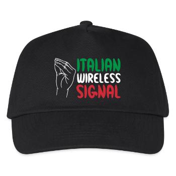 Italian Wireless Signal Italien Italiener WLAN - Kinder Basecap - Schwarz - Vorne