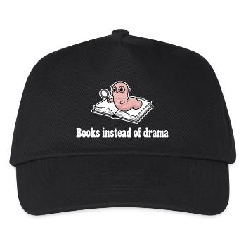 Bücher statt Drama: Wurm mit Lupe - Kinder Basecap - Schwarz - Vorne
