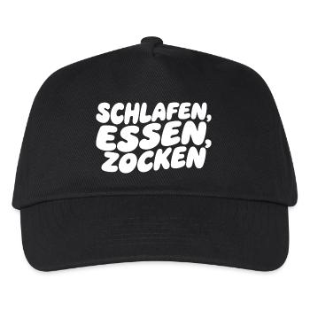 Schlafen, Essen, Zocken – Gameralltag - Kinder Basecap - Schwarz - Vorne