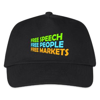 Free Speech Markets People Libertär Freiheit Logo - Kinder Basecap - Schwarz - Vorne