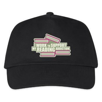 Je travaille pour soutenir mon logo de livres sur la dépendance à la lecture - Casquette de baseball Enfant - noir - Devant