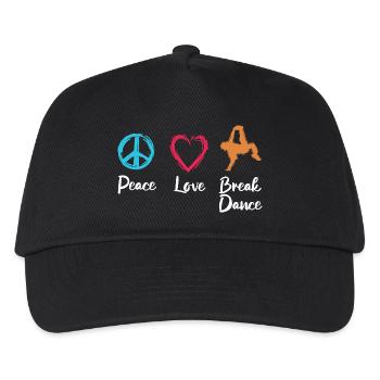 Frieden Liebe Breakdance - Kinder Basecap - Schwarz - Vorne