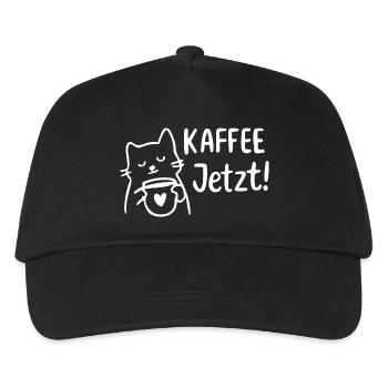 Katzenkaffee Jetzt! Morgenmuffel Kaffeeliebhaber - Kinder Basecap - Schwarz - Vorne