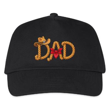 Bester Papa Cowboy Western Seil Design - Kinder Basecap - Schwarz - Vorne