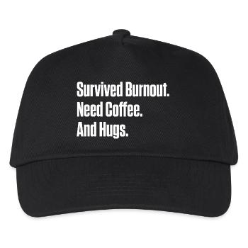 Burnout überlebt, brauche Kaffee und Umarmungen ND-Geschenk - Kinder Basecap - Schwarz - Vorne