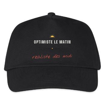 Optimiste Matin Realiste Midi - Casquette de baseball Enfant - noir - Devant