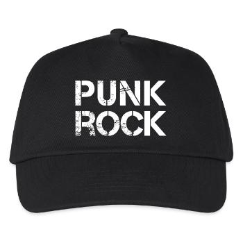 Punkrock Distressed Typografie - Kinder Basecap - Schwarz - Vorne