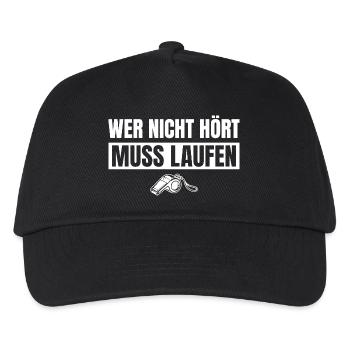 Fußballtrainer Wer nicht hört muss laufen - Kinder Basecap - Schwarz - Vorne