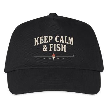 Keep Calm and Fish – lustiges Angelshirt – Angler - Kinder Basecap - Schwarz - Vorne