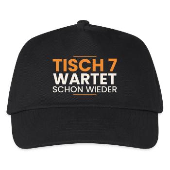 Tisch 7 wartet schon wieder – Kellner Spruch - Kinder Basecap - Schwarz - Vorne