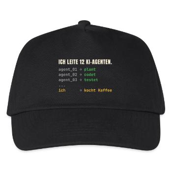 Ich leite 12 KI-Agenten – Chef-Shirt - Kinder Basecap - Schwarz - Vorne