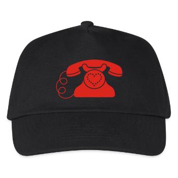 Herz-Telefon - Kinder Basecap - Schwarz - Vorne
