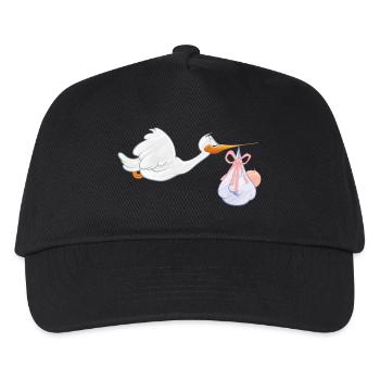 Storch mit Baby - Kinder Basecap - Schwarz - Vorne