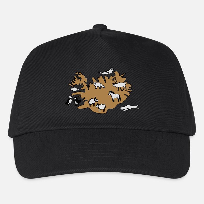 island Karte Tiere - Kinder Basecap - Schwarz