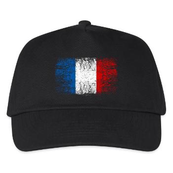 Frankreich 002 AllroundDesigns - Kinder Basecap - Schwarz - Vorne