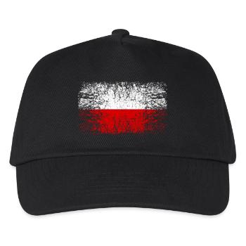Polen 002 AllroundDesigns - Kinder Basecap - Schwarz - Vorne