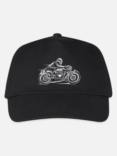 Cafe Racer Motorrad 03_weiß - Kinder Basecap - Schwarz