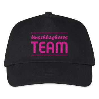 Unschlagbares Team pink Glitzer Optik - Kinder Basecap - Schwarz - Vorne