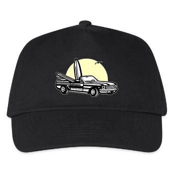 Muscle Car im Sonnenuntergang 01_dreifarbig - Kinder Basecap - Schwarz - Vorne