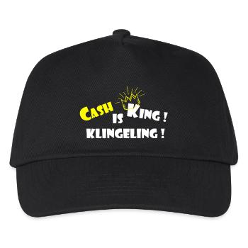 Cash Is King Klingeling Lustiger Geld Spruch - Kinder Basecap - Schwarz - Vorne