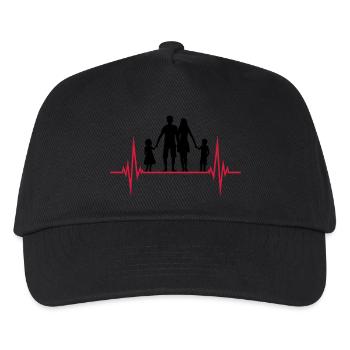 frequency family heartbeat pulse fathers day 2 children - Kids’ Baseball Cap - black - Front
