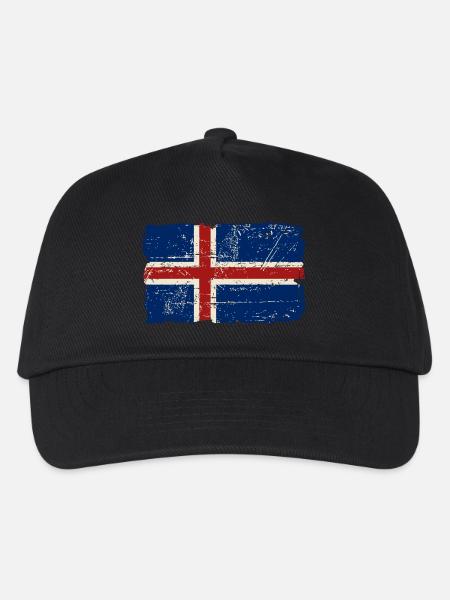 Iceland Vintage Flag - Kinder Basecap - Schwarz