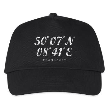 Frankfurter Koordinaten (Vintage/Weiß) Frankfurt - Kinder Basecap - Schwarz - Vorne