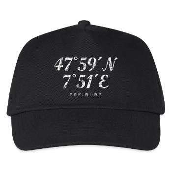 Freiburg Koordinaten (Vintage/Weiß) - Kinder Basecap - Schwarz - Vorne