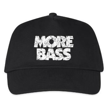 More Bass (Vintage/Weiß) Bassist Bassisten - Kinder Basecap - Schwarz - Vorne