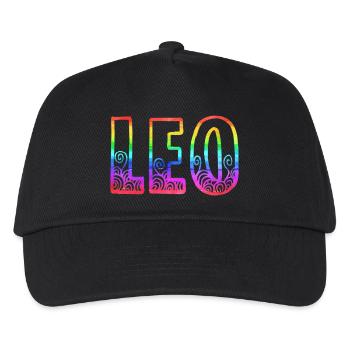 leo rs regenbogen - Kinder Basecap - Schwarz - Vorne
