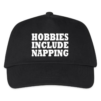 Hobbies include napping - Kids’ Baseball Cap - black - Front