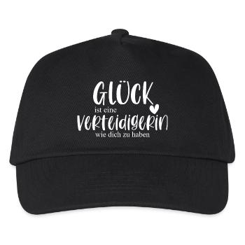 Fußball Verteidigerin Fußballspielerin Geschenk - Kinder Basecap - Schwarz - Vorne