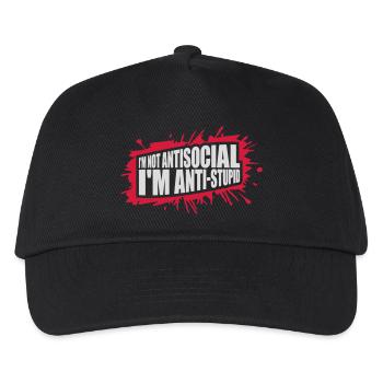 not antisocial anti stupid - Kids’ Baseball Cap - black - Front