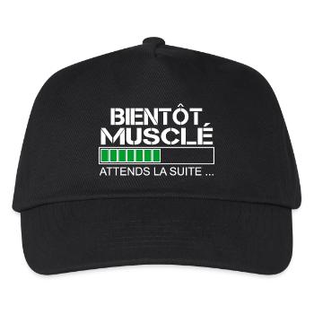 Bientot musclé (blanc et vert) - Casquette de baseball Enfant - noir - Devant