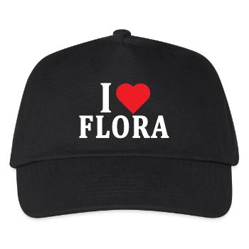 T-Shirt I love Flora T-Shirt Geschenkidee - Kinder Basecap - Schwarz - Vorne